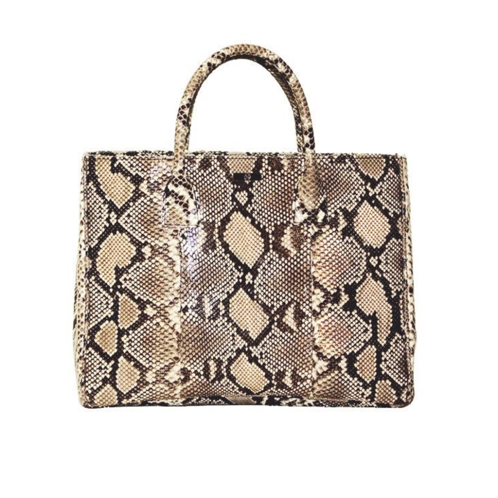 Belgravia Large Tote, Natural Snakeskin